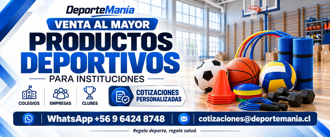 DeporteManía: productos deportivos al mayor para colegios, empresas y clubes. Cotizaciones por WhatsApp +56 9 6424 8748 y cotizaciones@deportemania.cl.
